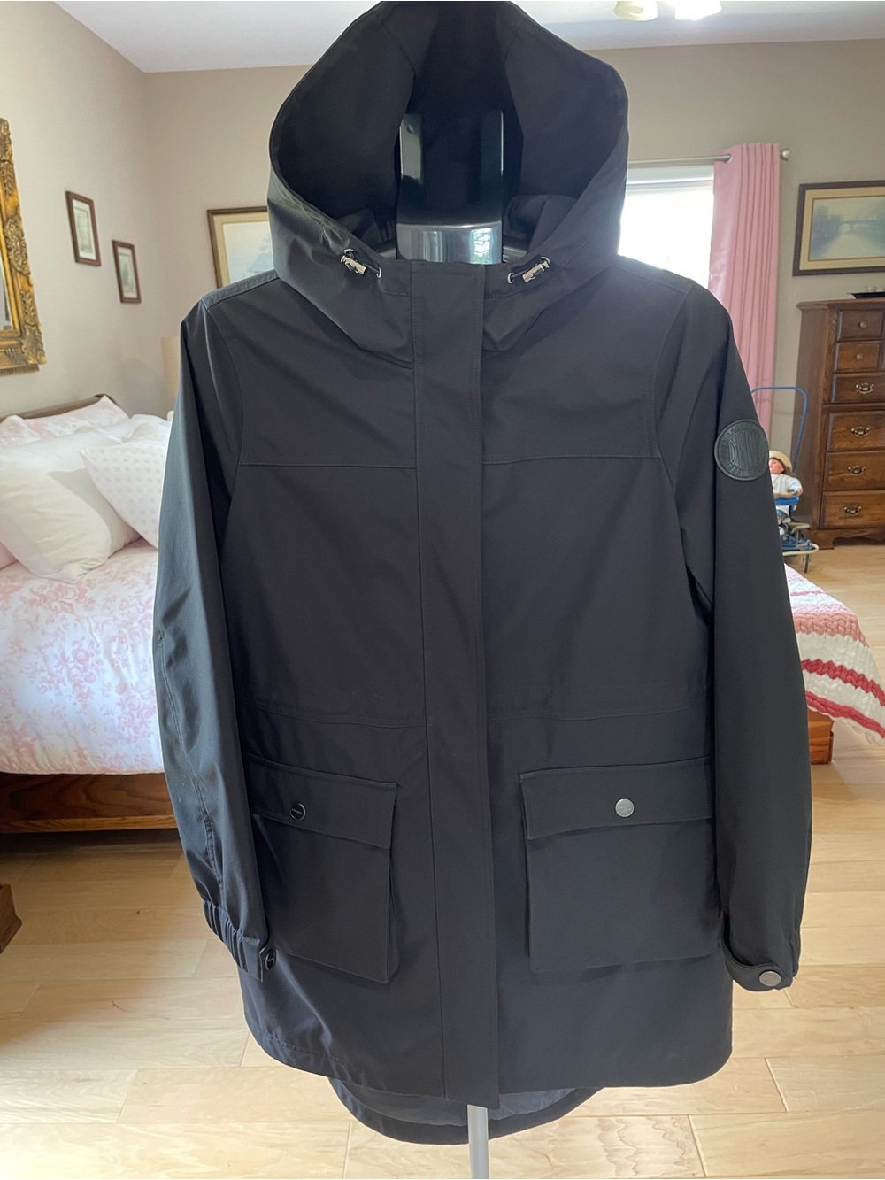 DKNYC Black Hooded Waterproof Raincoat